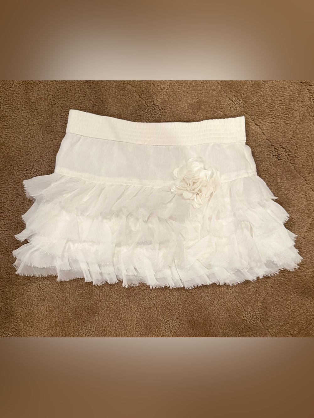 Zara White Layered Tulle Mini Skirt with Floral Accent